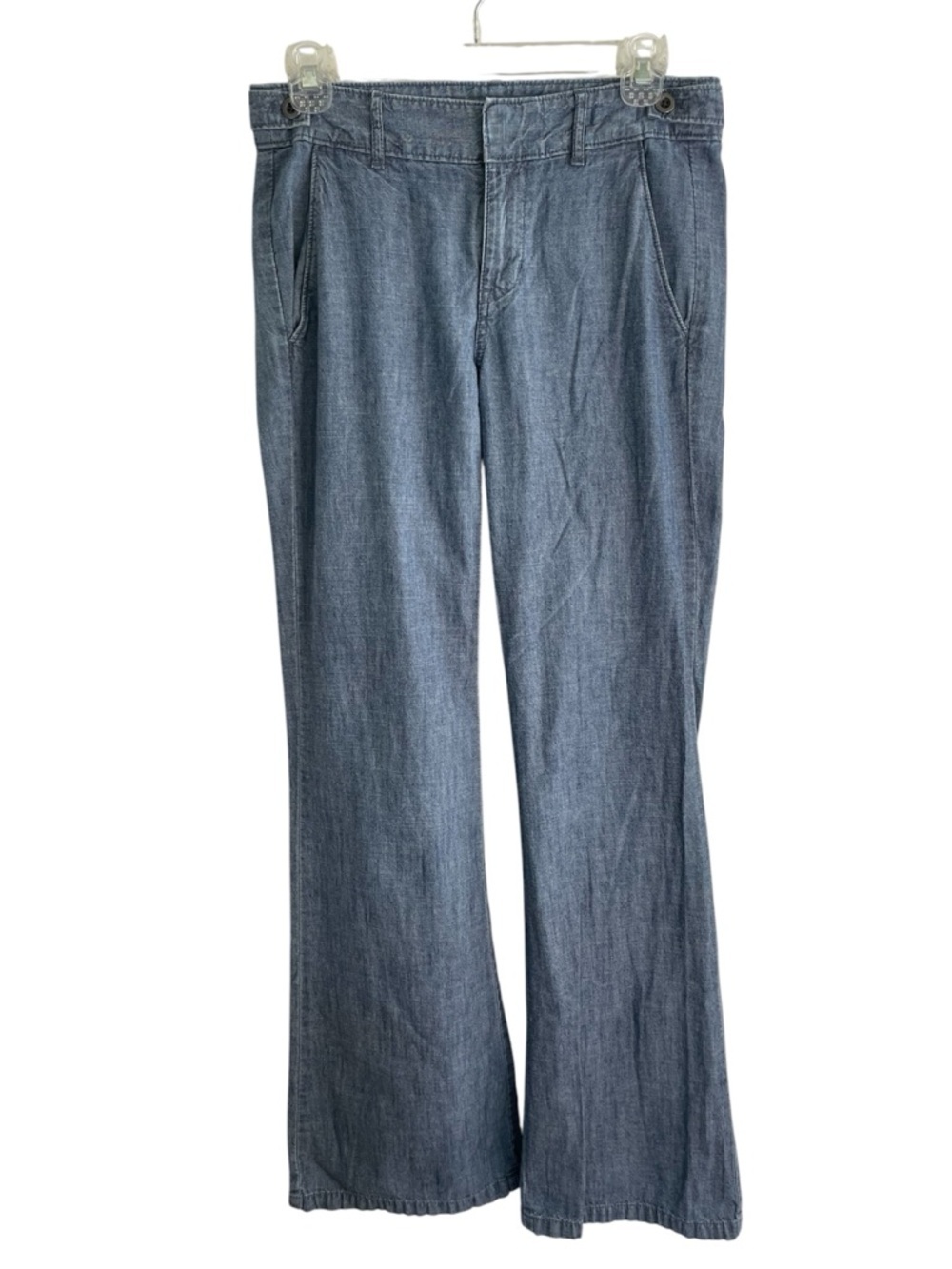 Madewell Washed Blue Wideleg Chambray Pants Size 26 preppy cotton nautical